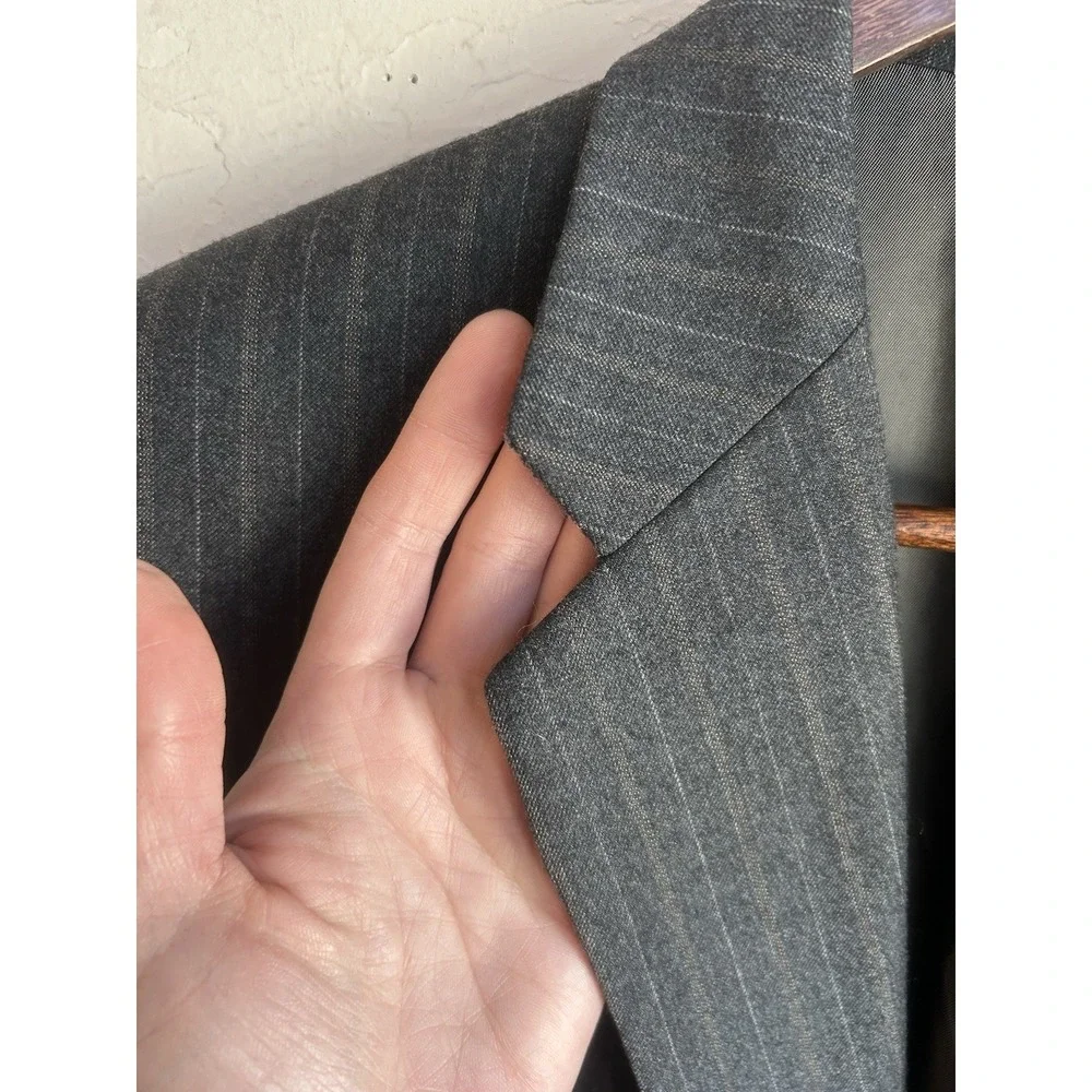 Hickey‎ Freeman 42L 38x33 Gray Multi-Stripe Mens 100% Worsted Wool Luxury Suit